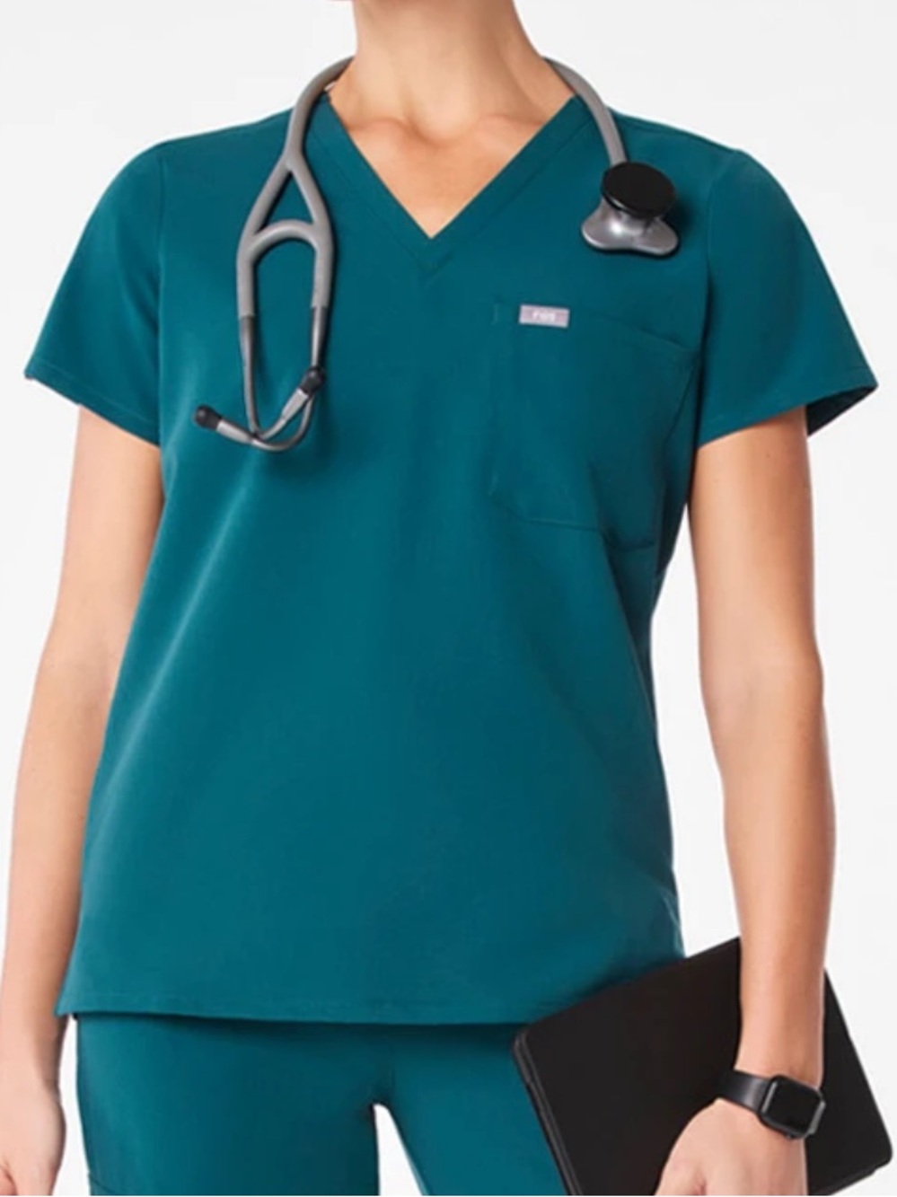 Figs Caribbean Blue V-Neck Medical Scrub Top
